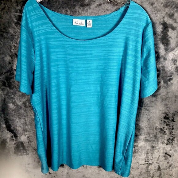 Kim Rogers Tops - Kim Rogers Women’s Size 1 X Large Turquoise Short Sleeve Top Shirt Blouse